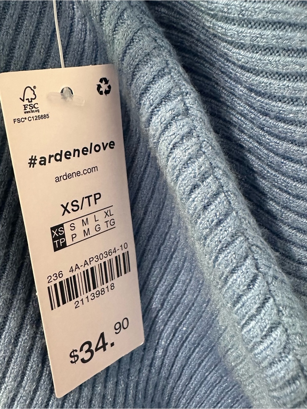 Ardene Light Blue Ribbed Crew Neck Sweater - Picture 5 of 5